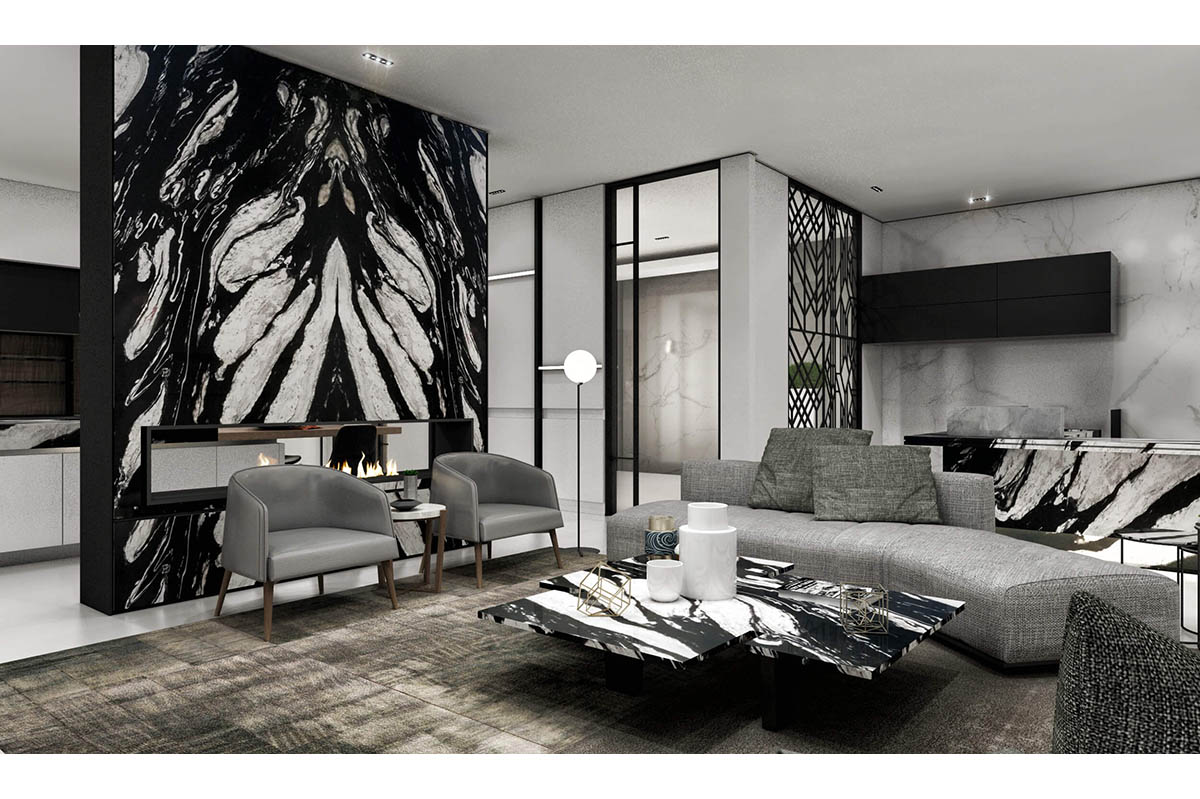 black horse marble living room